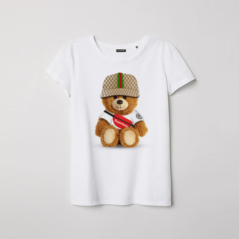 T-shirt donna bianca happy Teddy Casual chic