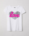 T-shirt donna bianca – True Love fluo