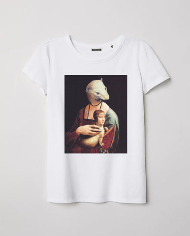 T-shirt donna bianca Dama con l'ermellino