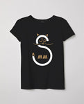 T-shirt Donna nera Gatto font