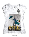 T-shirt donna bianca Paris Poppins