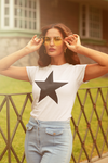 T-shirt donna bianca Stella Nera Star Black